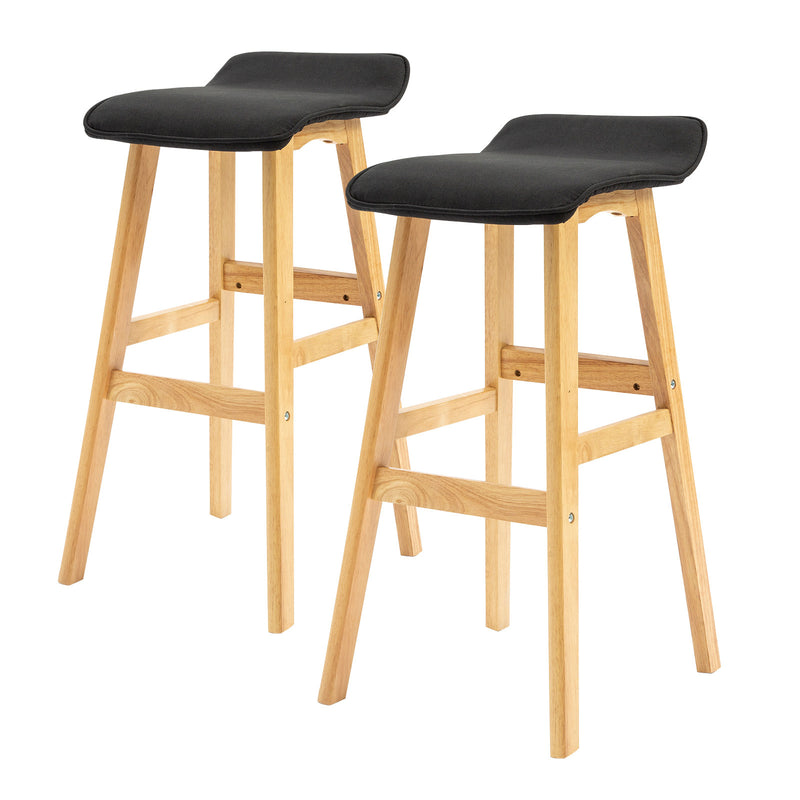 La Bella 2 Set 73cm Black Wooden Bar Stool DARA Fabric