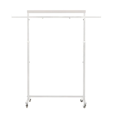 Meoktong White Clothes Rack Coat Stand Hanging Adjustable Rollable Steel