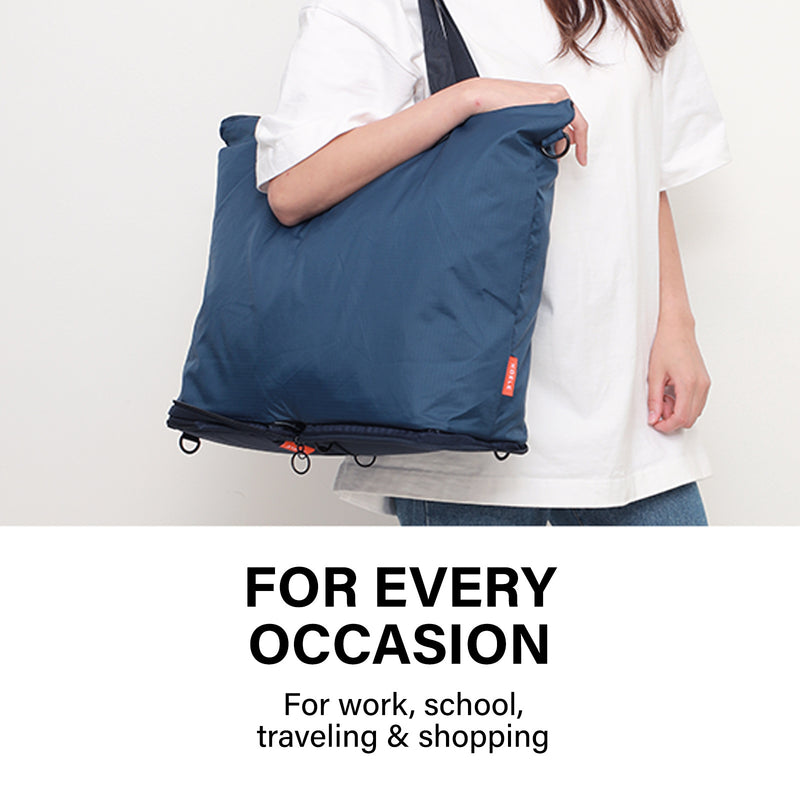 Shopper Bag Tote Bag Foldable Travel Laptop Grocery Nylon KO-DUAL NAVY