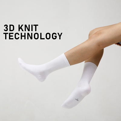 5X Rexy 3D Seamless Crew Socks Large Slim Breathable WHITE