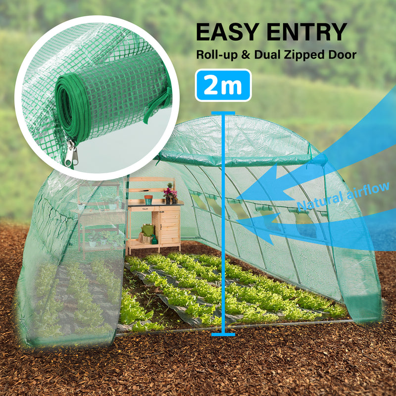 Greenhouse Walk-In Shed 6x3x2M PE Dome Hoop Tunnel Polytunnel