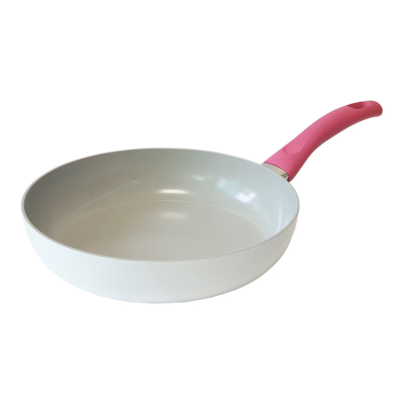 Jiniart Round 28cm White Frypan Frying Pan Non-Stick Induction Ceramic