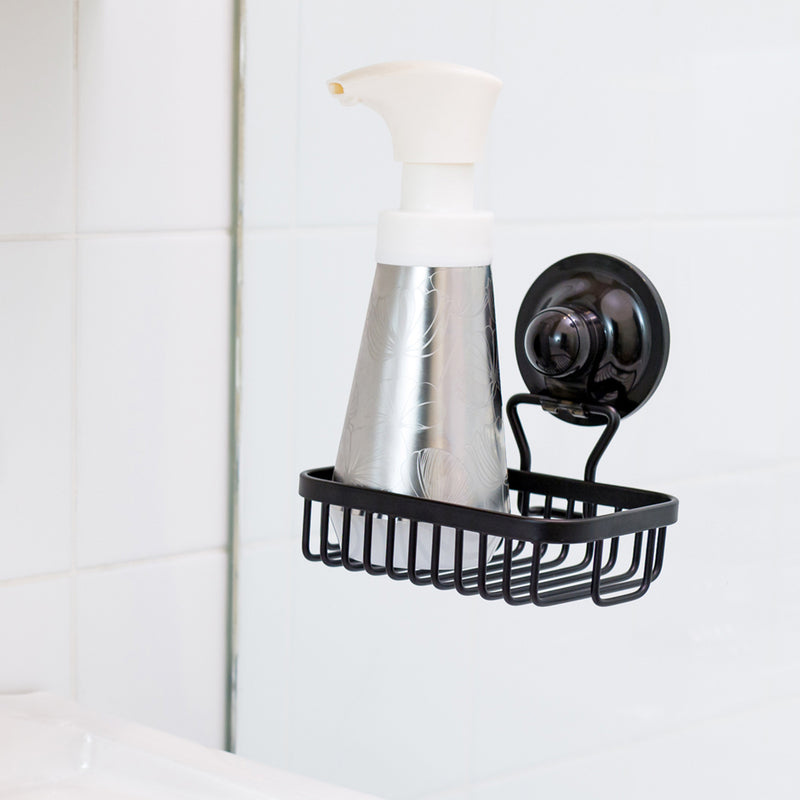 Soap Holder Basket Removable Stainless Suction BLACK