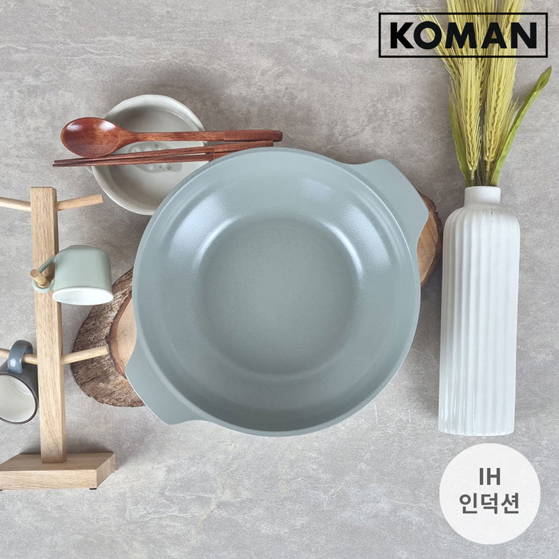 KOMAN Shinewon Vinch IH Two Hands Wok 28cm Ceramic Non-stick Titanium GREY