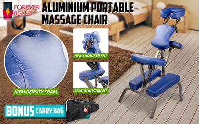 Forever Beauty Blue Portable Beauty Massage Foldable Chair Table Therapy Waxing Aluminium