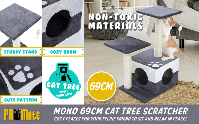 Cat Tree Multi Level Scratcher MONO 69cm GREY