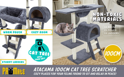 Cat Tree Multi Level Scratcher ATACAMA 100cm GREY