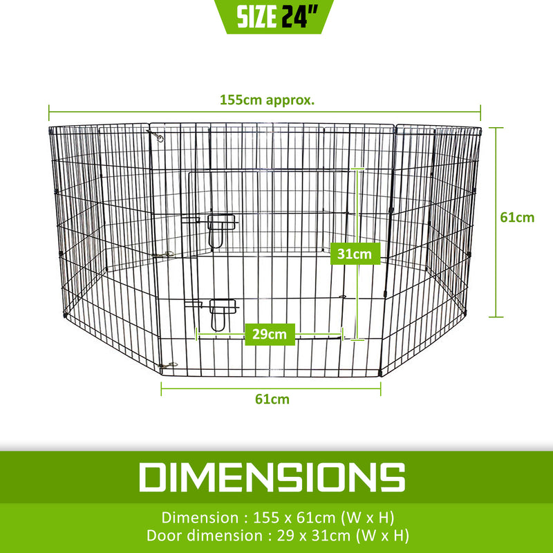 Pet Playpen Foldable Dog Cage 8 Panel 24in