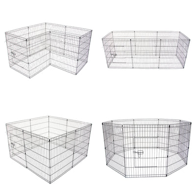 Pet Playpen Foldable Dog Cage 8 Panel 30in with Cover