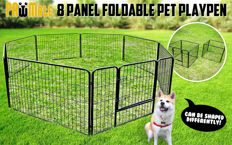 Pet Playpen Heavy Duty Foldable Dog Cage 8 Panel 31in with Cover