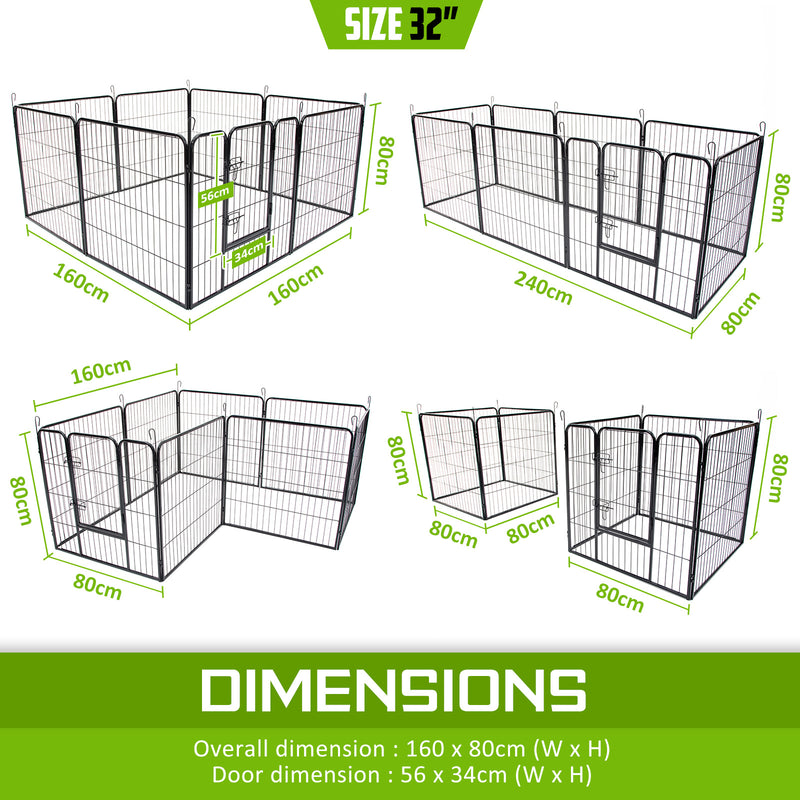 Pet Playpen Heavy Duty Foldable Dog Cage 8 Panel 32in with Cover