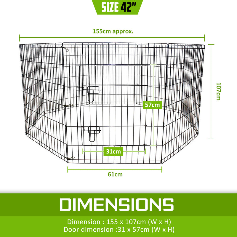 Pet Playpen Foldable Dog Cage 8 Panel 42in