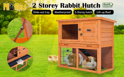 Rabbit Hutch Chicken Coop 92 x 45 x 82cm 2 Storey Cage Run Aria