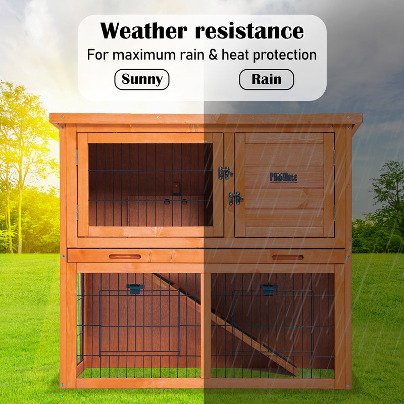 Rabbit Hutch Chicken Coop 92 x 45 x 82cm 2 Storey Cage Run Aria