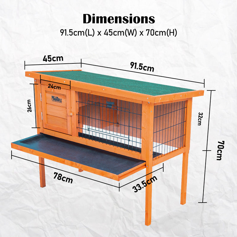 Rabbit Hutch Chicken Coop 91 x 45 x 70cm Free Standing Cage Run Eden