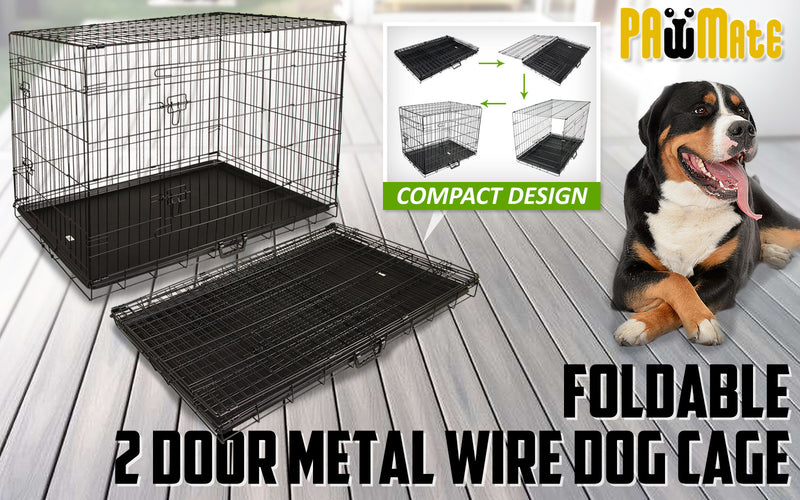 Wire Dog Cage Foldable Crate Kennel 48in with Tray