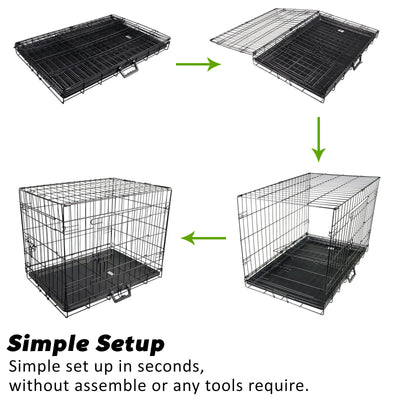 Wire Dog Cage Foldable Crate Kennel 36in withTray + Cushion Mat Combo