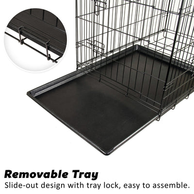 Wire Dog Cage Foldable Crate Kennel 42in with Tray + Cushion Mat Combo