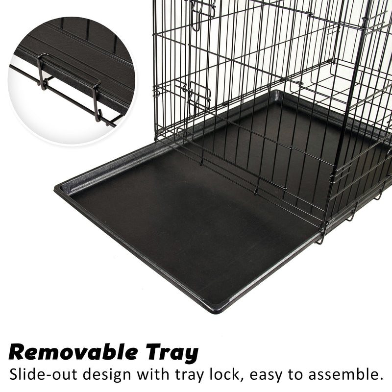 Wire Dog Cage Foldable Crate Kennel 48in with Tray + Cushion Mat Combo