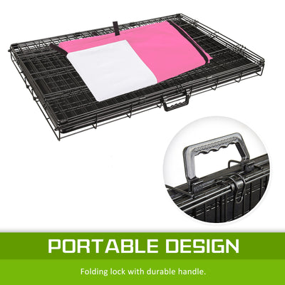 Wire Dog Cage Foldable Crate Kennel 36in with Tray + PINK Cover Combo