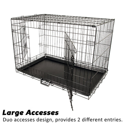 Wire Dog Cage Crate 30in with Tray + Cushion Mat + BLUE Cover Combo