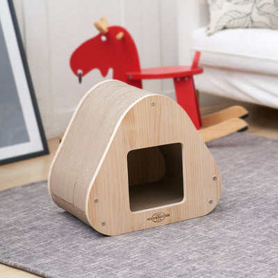 Yaomi Wood Triangle Cat Scratcher Sofa Pet Bed