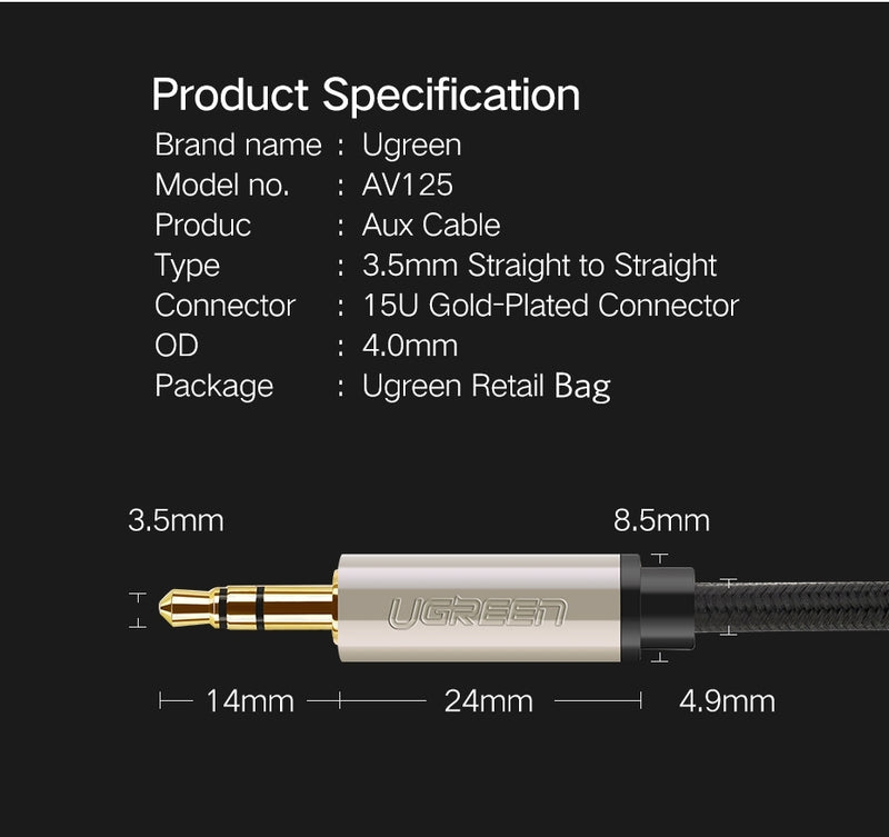 UGREEN 40788 Premium 3.5mm Male to 3.5mm Male Cable 20M