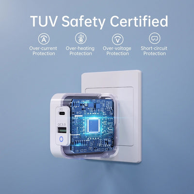 CHOETECH PD8002 65W 2-Port PD GaN Tech USB-C Foldable Fast Charging Adapter