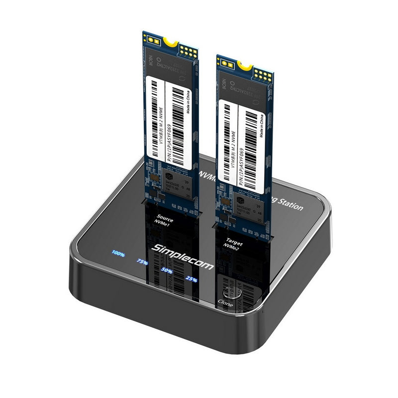 Simplecom SD550 USB 3.2 Gen2 to Dual Bay NVMe M.2 SSD Docking Station Duplicator Offline Clone 