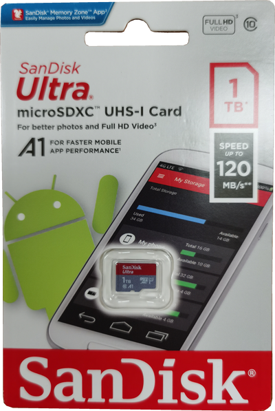 SANDISK SDSQUA4-1T00-GN6MN Micro SDXC Ultra UHS-I Class 10 , A1, 120mb/s No adapter