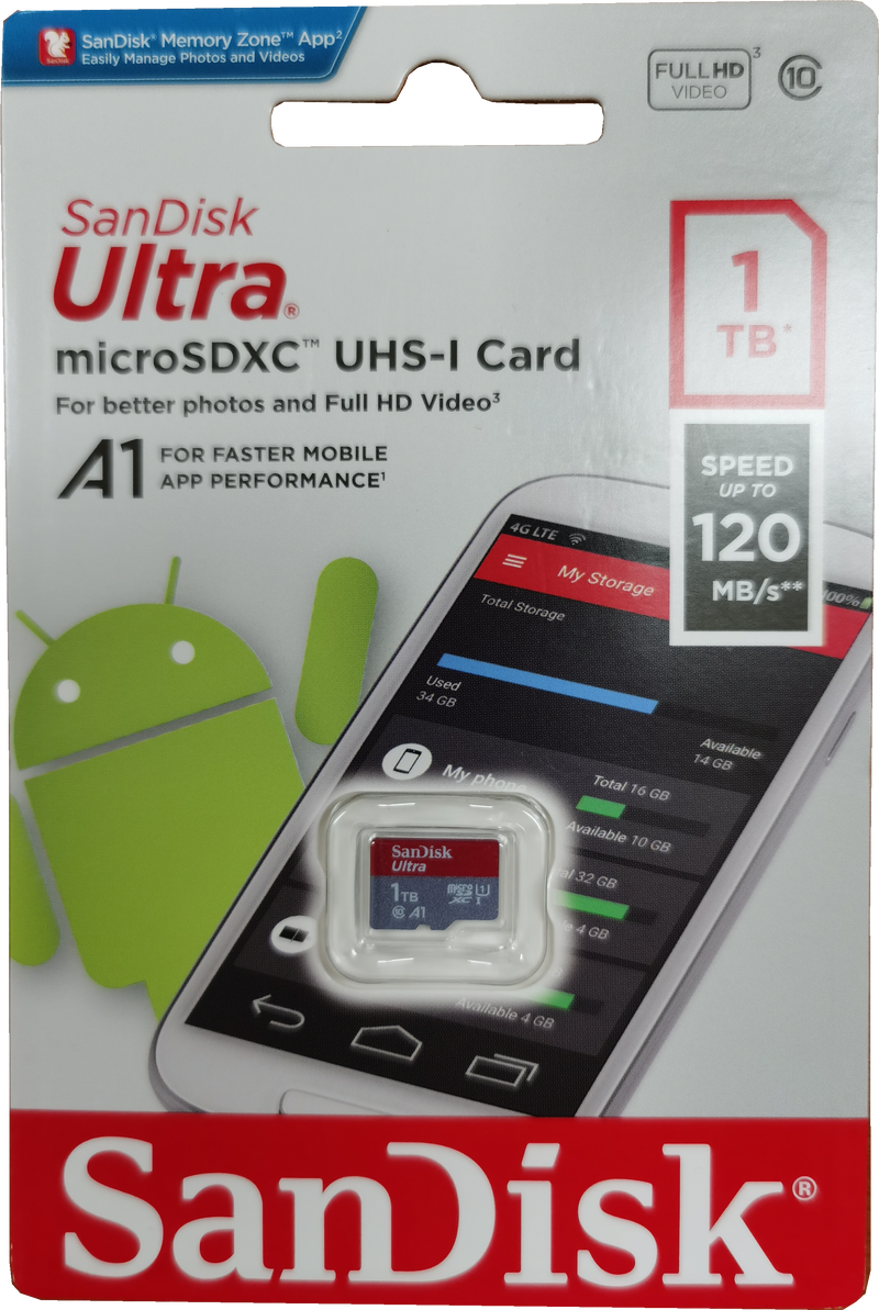 SANDISK SDSQUA4-1T00-GN6MN Micro SDXC Ultra UHS-I Class 10 , A1, 120mb/s No adapter