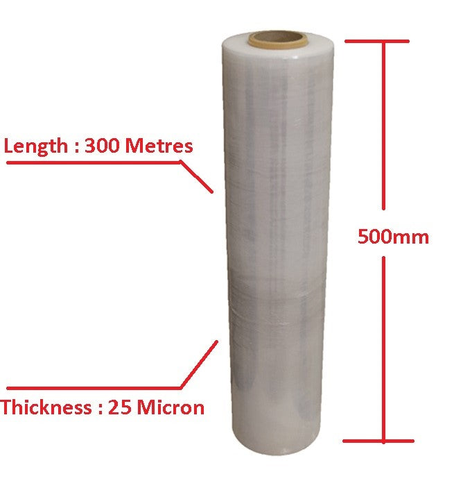 Moofer Premium Pallet Stretch Wrap 500mm x 300m x 25um Clear (4 Packs)