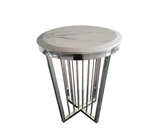 Salina Coffee Table - Marble - 45cm Silver