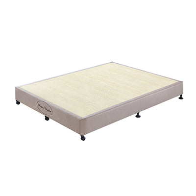 Mattress Base Ensemble King Size Solid Wooden Slat in Beige with Removable Cover