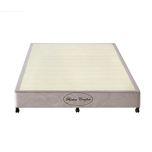 Mattress Base Ensemble King Size Solid Wooden Slat in Beige with Removable Cover