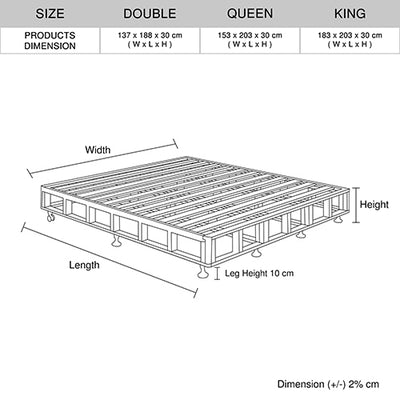 Mattress Base Ensemble Queen Size Solid Wooden Slat in Beige with Removable Cover