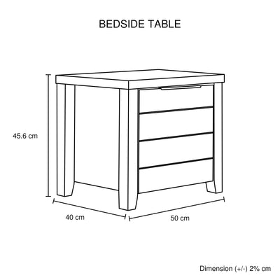 3 Pieces Bedroom Suite Natural Wood Like MDF Structure Double Size Oak Colour Bed, Bedside Table