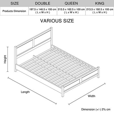 4 Pieces Bedroom Suite Natural Wood Like MDF Structure Double Size Oak Colour Bed, Bedside Table & Dresser