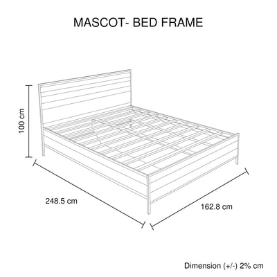 4 Pieces Bedroom Suite with Particle Board Contraction and Metal Legs Queen Size Oak Colour Bed, Bedside Table & Tallboy