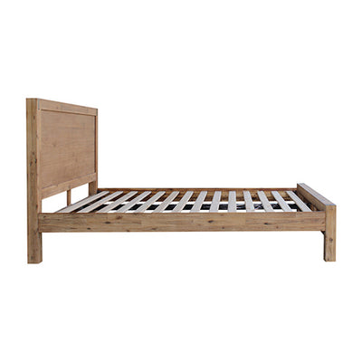 3 Pieces Bedroom Suite in Solid Wood Veneered Acacia Construction Timber Slat King Size Oak Colour Bed, Bedside Table