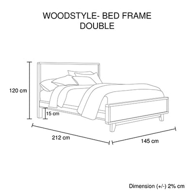 4 Pieces Bedroom Suite Double Size in Solid Wood Antique Design Light Brown Bed, Bedside Table & Dresser