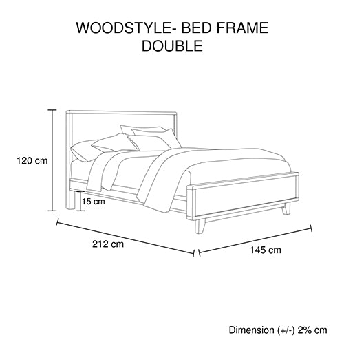 4 Pieces Bedroom Suite Double Size in Solid Wood Antique Design Light Brown Bed, Bedside Table & Dresser