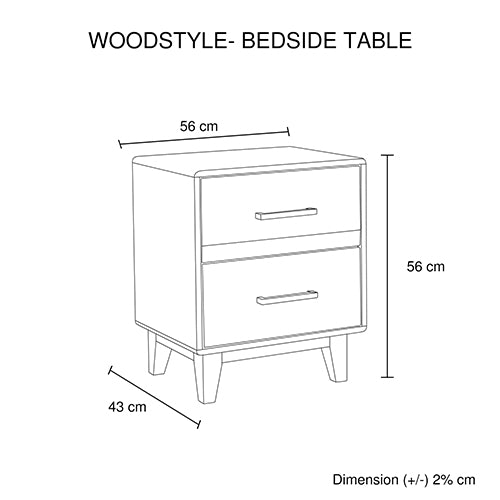 4 Pieces Bedroom Suite Double Size in Solid Wood Antique Design Light Brown Bed, Bedside Table & Dresser