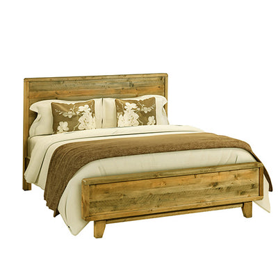 5 Pieces Bedroom Suite Queen Size in Solid Wood Antique Design Light Brown Bed, Bedside Table , Tallboy & Dresser