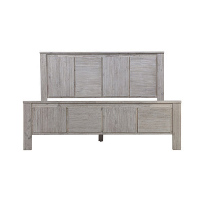 King Size Bed Frame with Solid Acacia Wood Veneered Construction in White Ash Colour