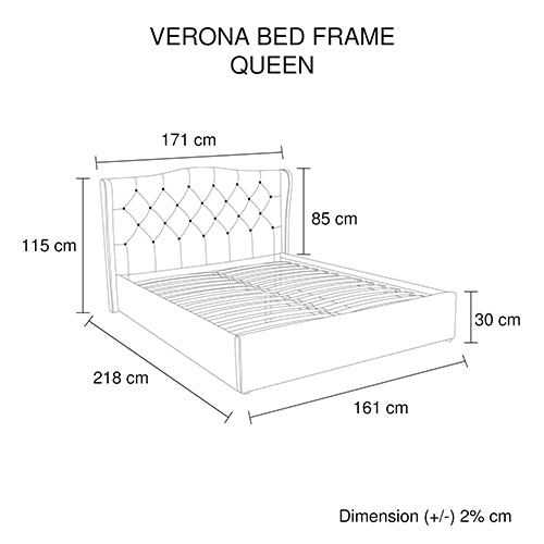 Gas Lift Queen Size Storage Bed Frame Upholstery Fabric in Grey Colour with Tufted Headboard and Wings