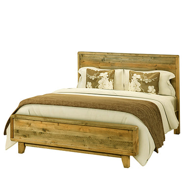 King Size Wooden Bed Frame in Solid Wood Antique Design Light Brown