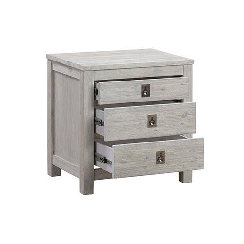 Bedside Table 2 drawers Night Stand Solid Acacia Storage in White Ash Colour