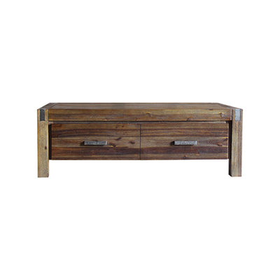 Coffee Table Solid Acacia Wood & Veneer 1 Drawers Storage Chocolate Colour