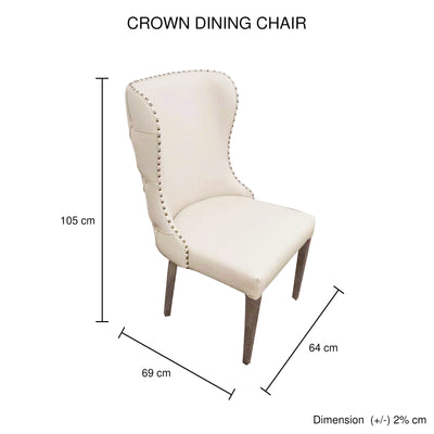 2X Studded Dining Chairs PU Beige & Silver Frame